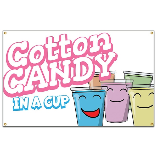 Cotton Candy In A Cup Banner Concession Stand Food Truck Single Sided
